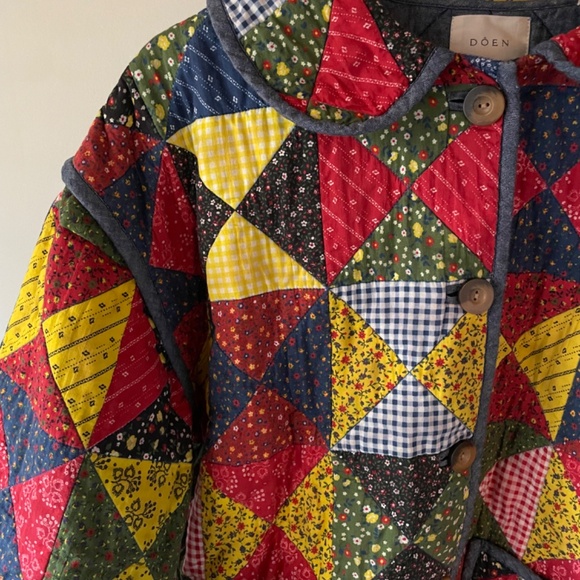 Organic cotton* Doen Starling Quilted Countryside Patchwork Jacket - XS - Picture 10 of 13